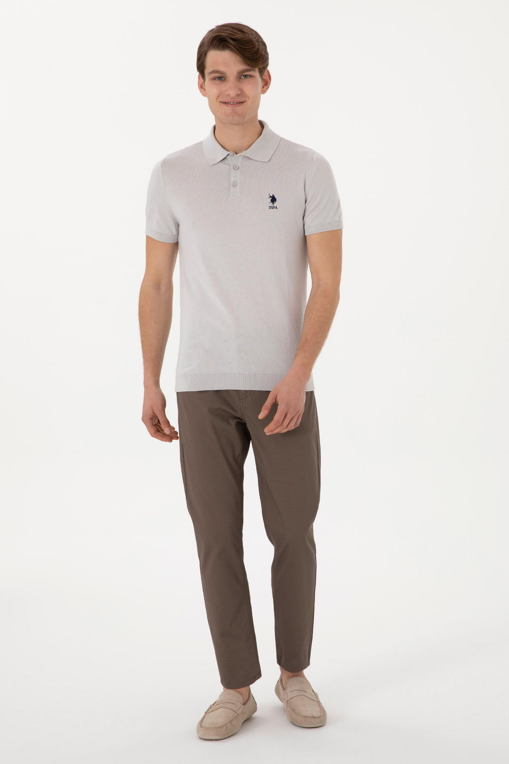 Erkek Slim Fit Vizon Kanvas Pantolon