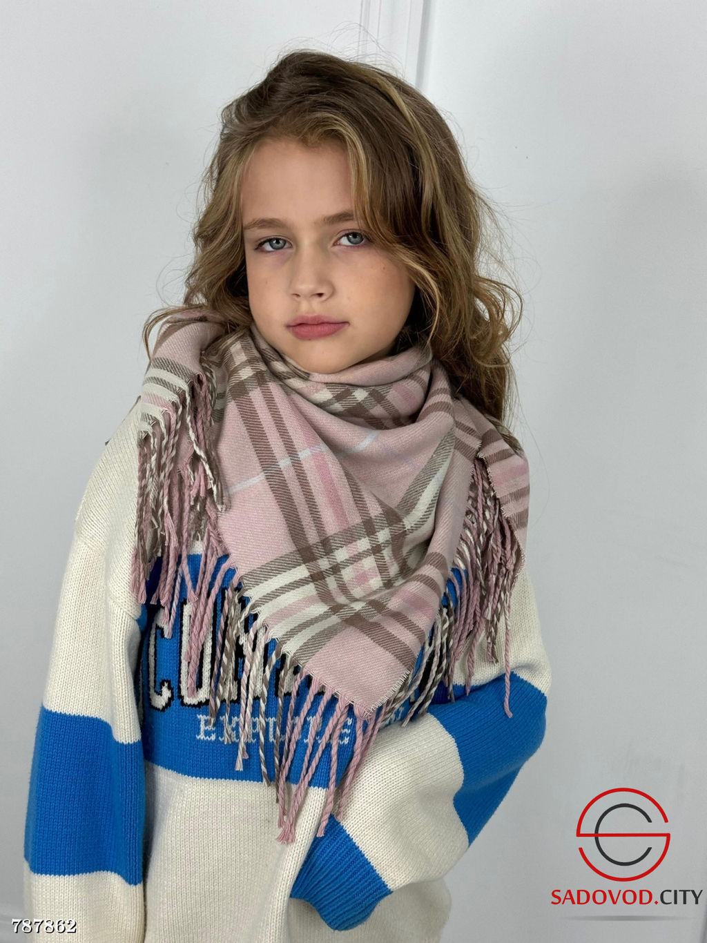 Детский платок теплый в клетку - Bruno фото 5