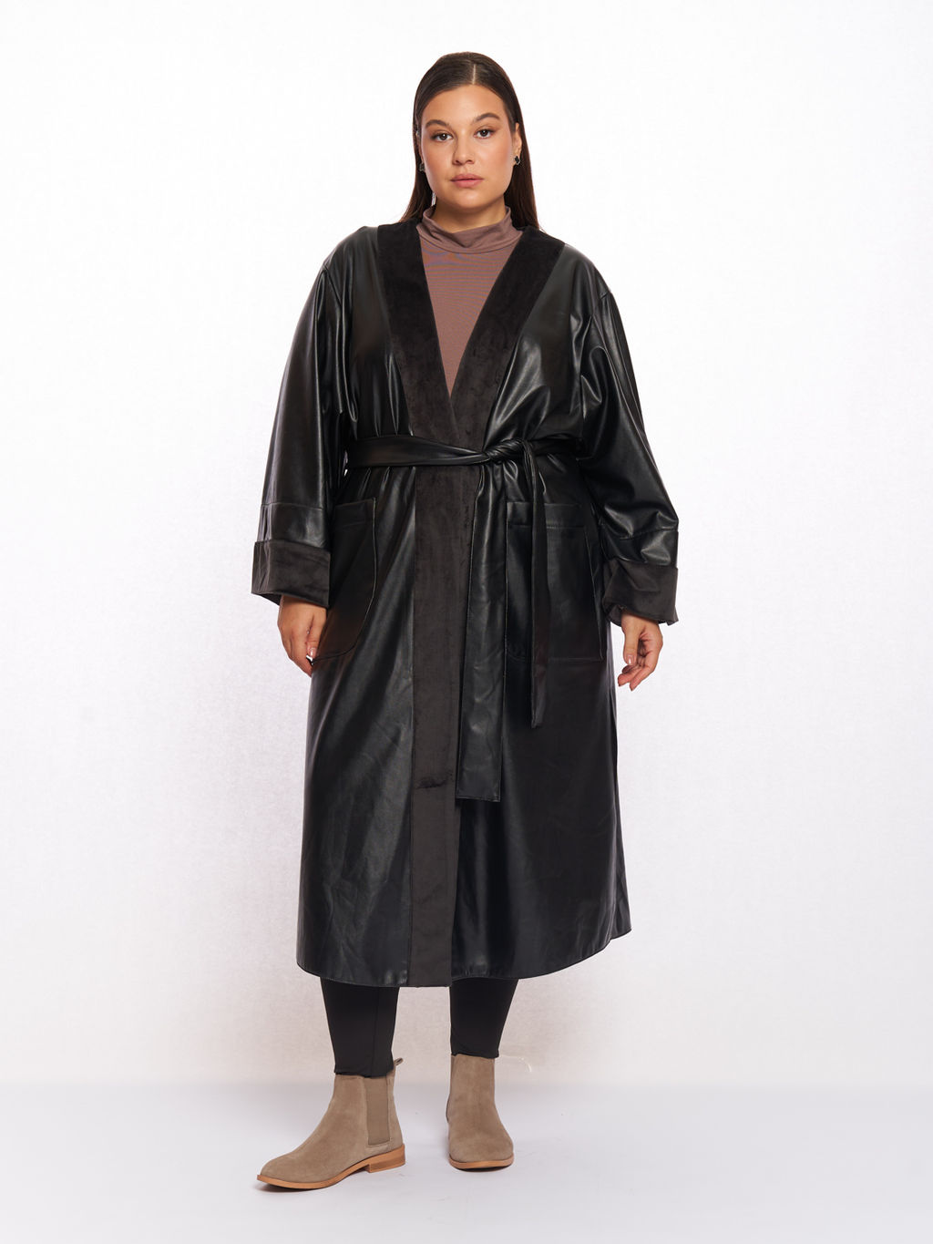 Плащ кожаный TKA05221BLK01