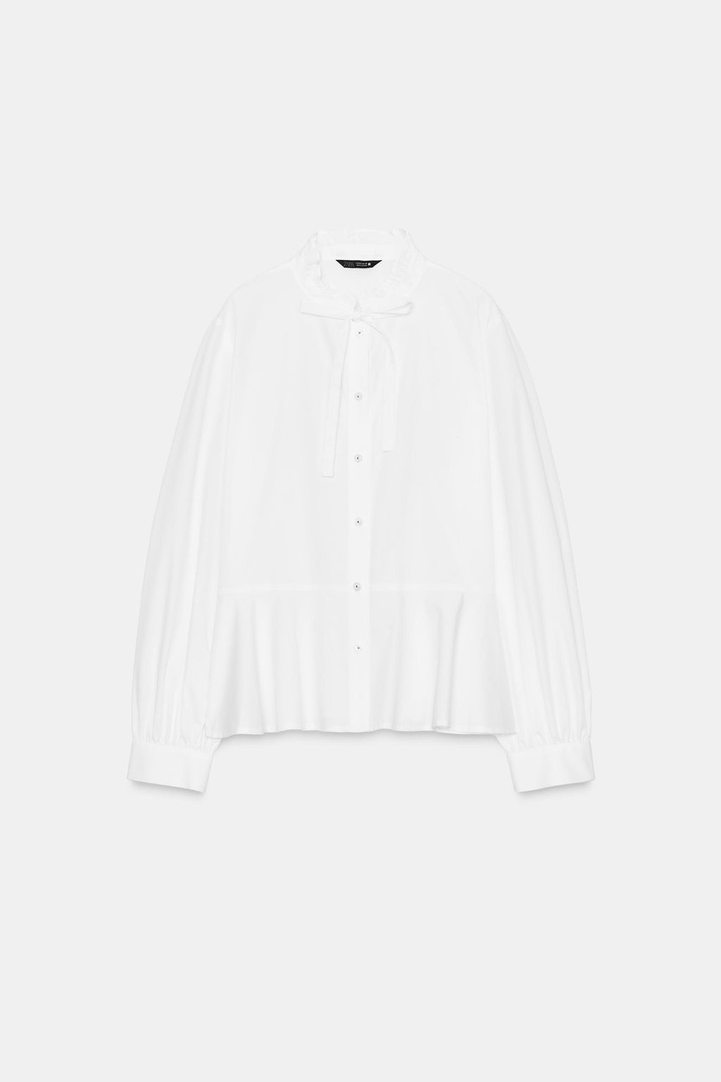 PEPLUM POPLIN SHIRT WITH BOW - Zara фото 7