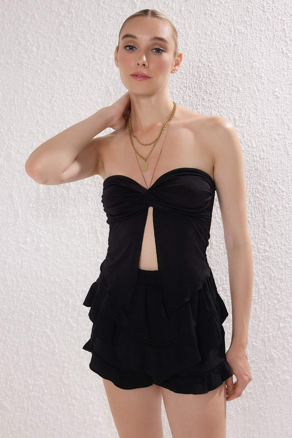 Trendyolmilla Dokulu Kumas Mini Sort Etek TWOSS25SR00223  фото 3