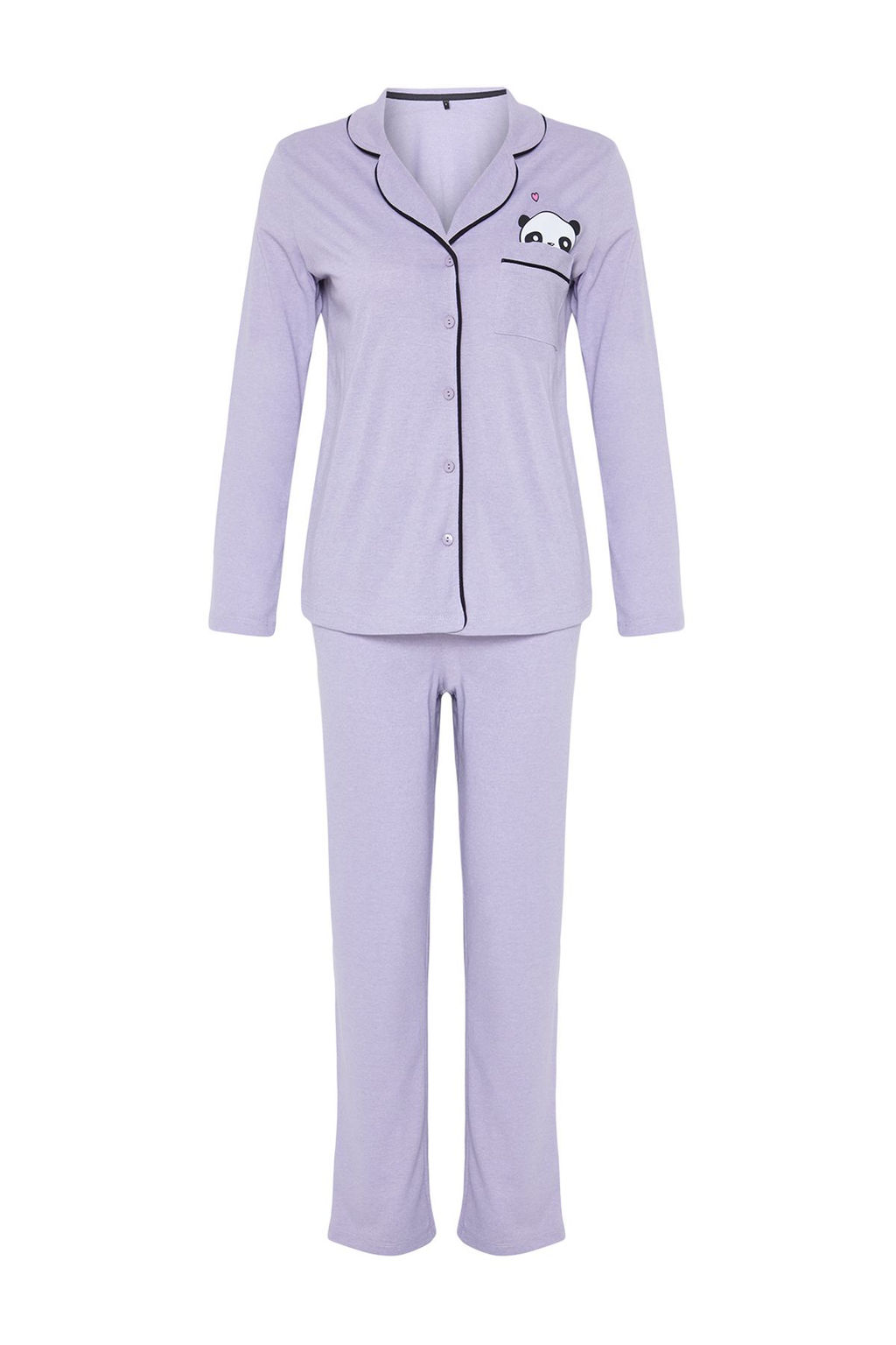 Trendyolmilla Lila Pamuklu Panda Bask?l? Orme Pijama Tak?m? THMAW21PT0245  фото 35