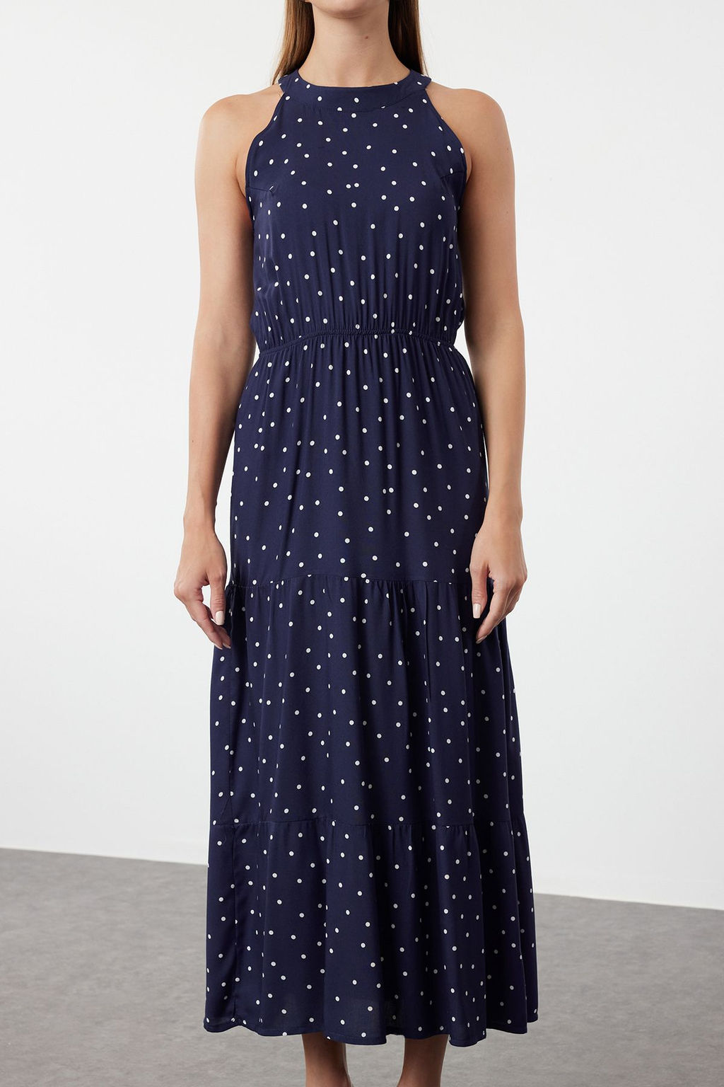 Siyah Soyut Desenli A Kesim Halter Yaka Maxi Dokuma Elbise TWOSS24EL01025 - Trendyolmilla фото 11