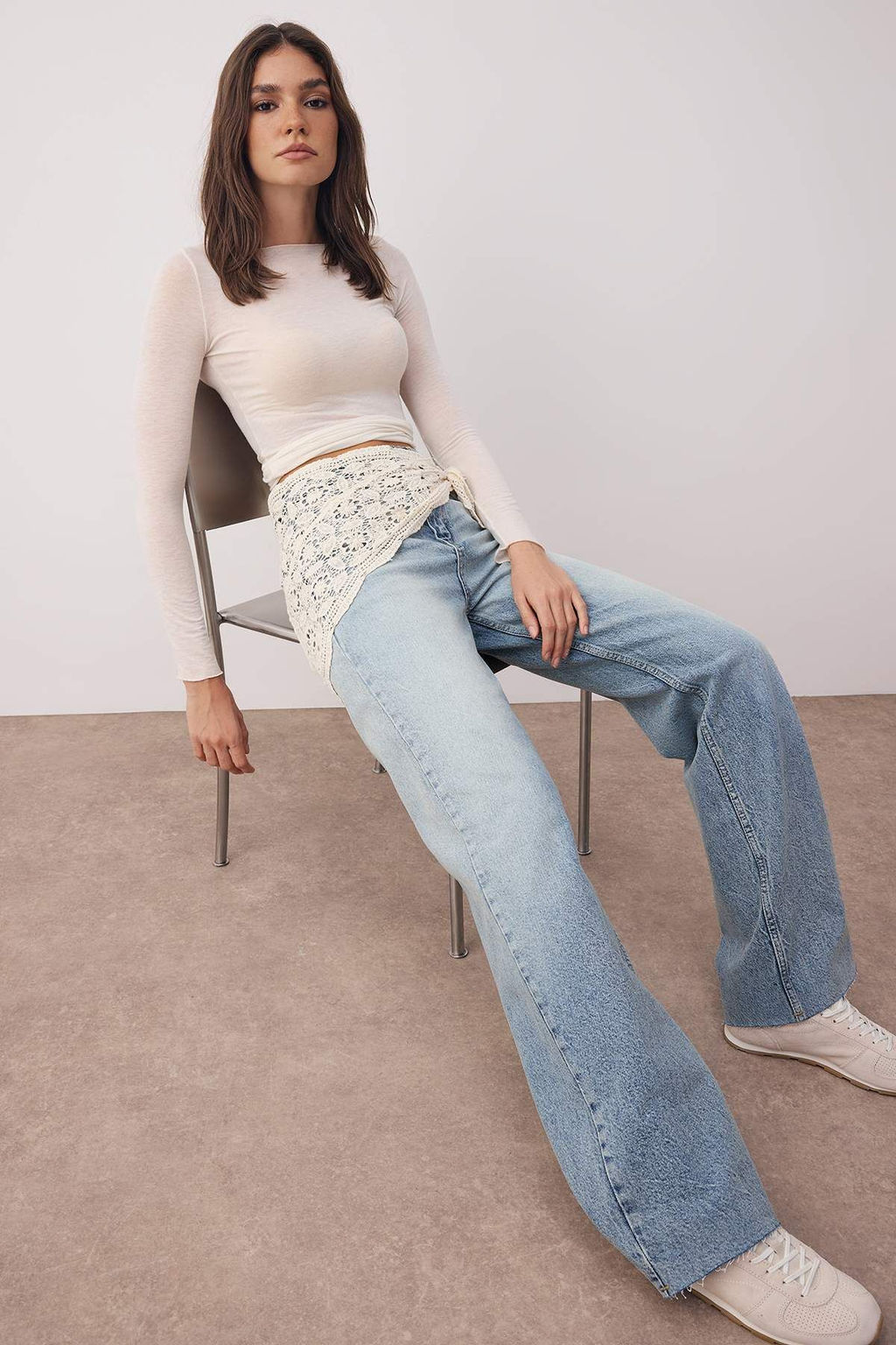 Mavi Dantel Aksesuarl? Yuksek Bel Wide Leg Jeans TWOAW26JE00230