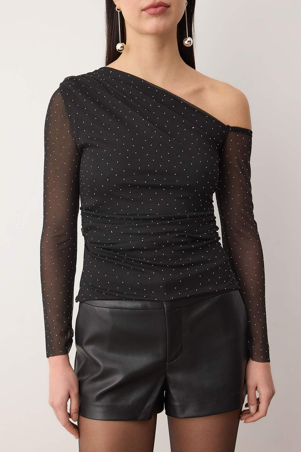 Siyah Par?lt?l? Tas Bask?l? Asimetrik Yaka Orme Party Bluz TPRAW26BZ00061 - Trendyolmilla фото 3