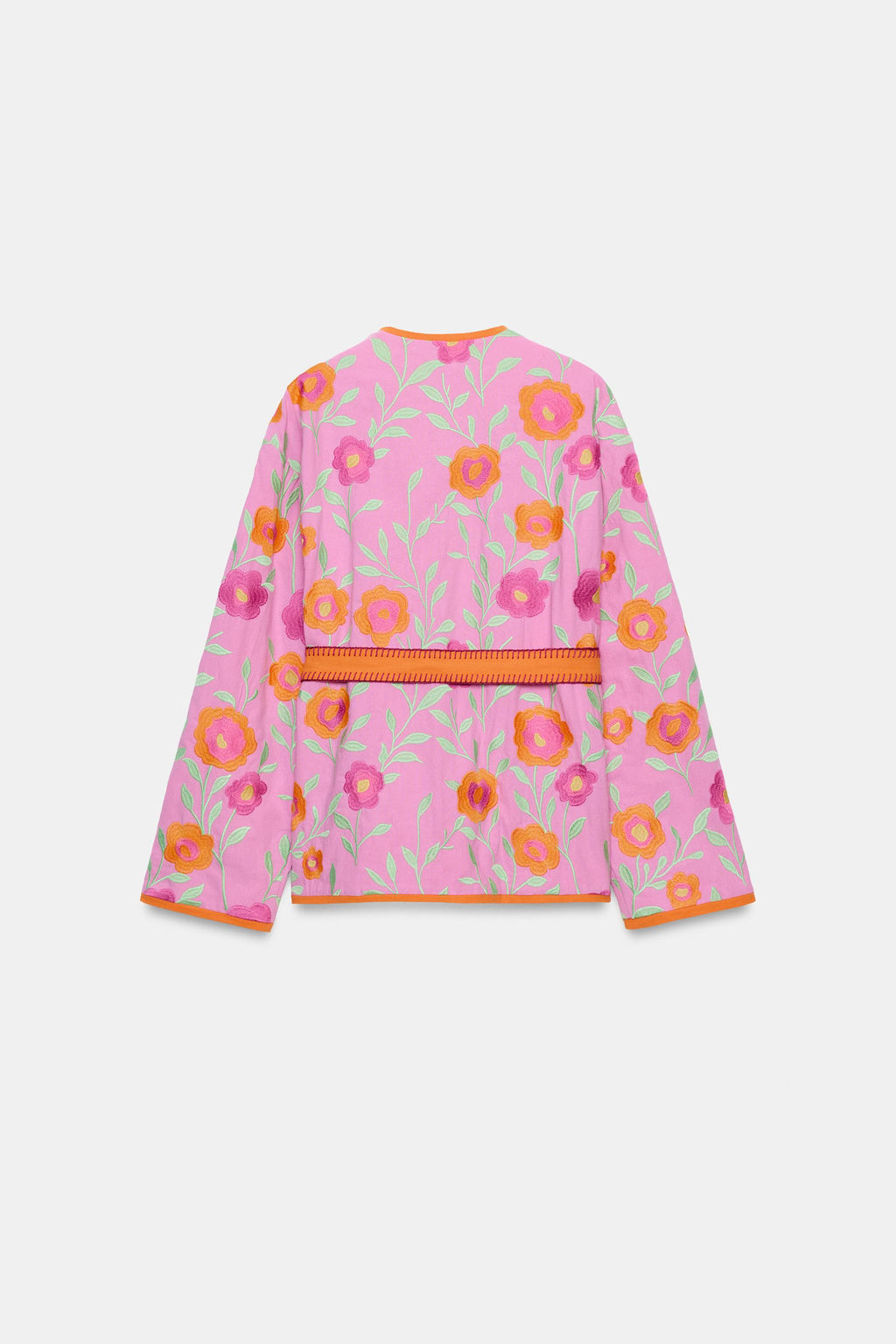 KIMONO CINTUR?N BORDADOS FLORES / Rosa - Zara фото 7