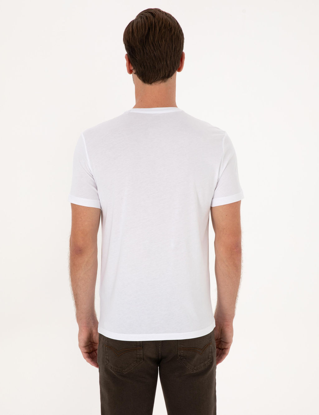 Beyaz Slim Fit %100 Pamuk Bisiklet Yaka Basic T-shirt - Cacharel фото 5