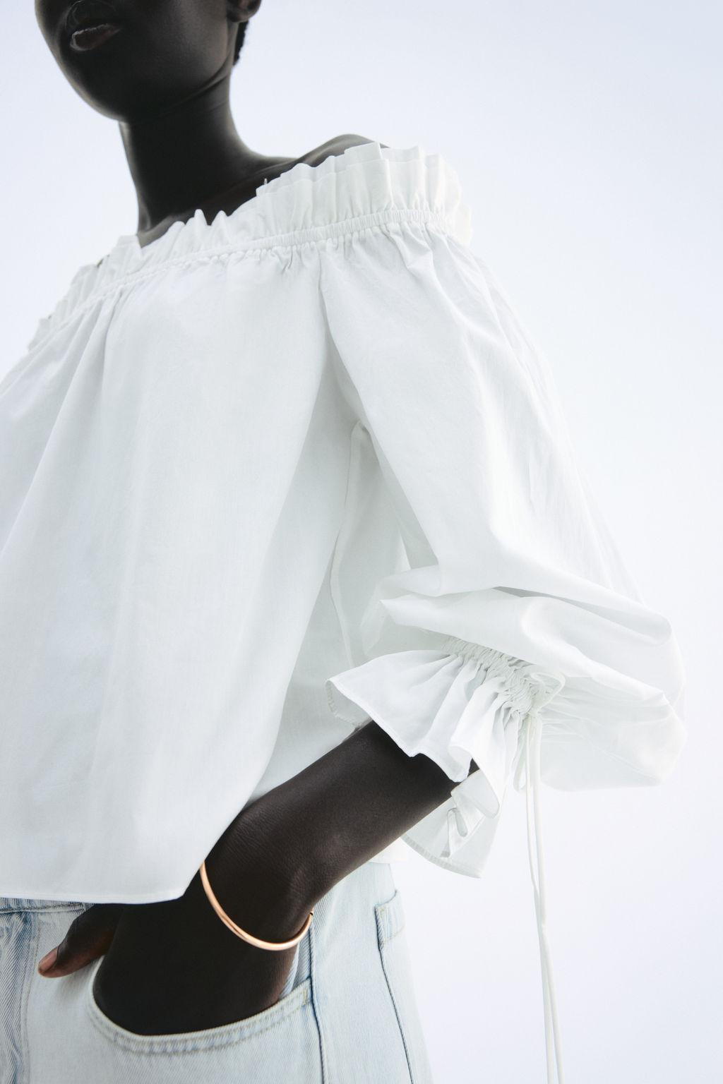 Blusa off-the-shoulder de popelina - H&m фото 7