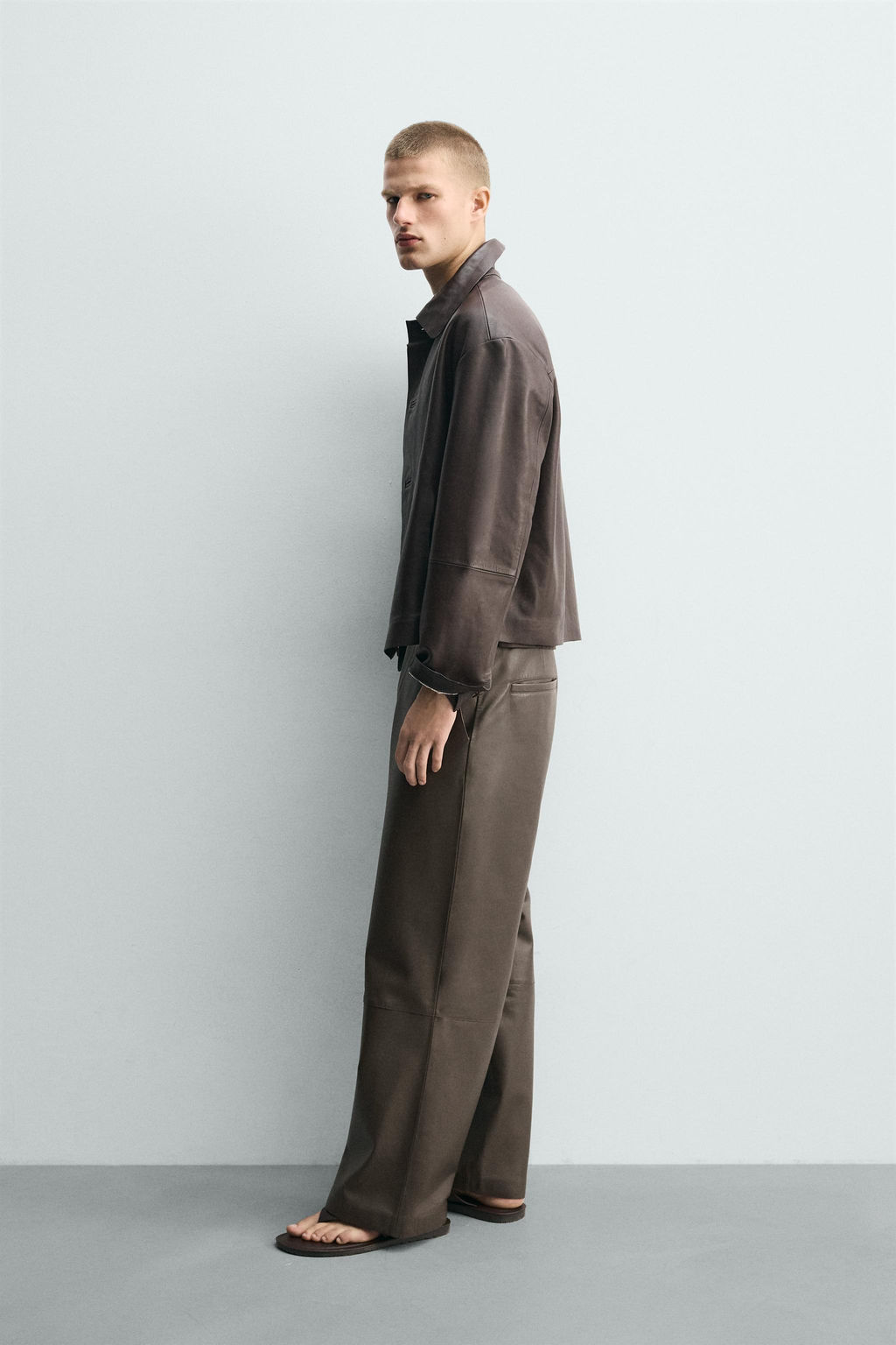 PANTAL?N BALLOON FIT PIEL / Marr?n - Zara фото 4