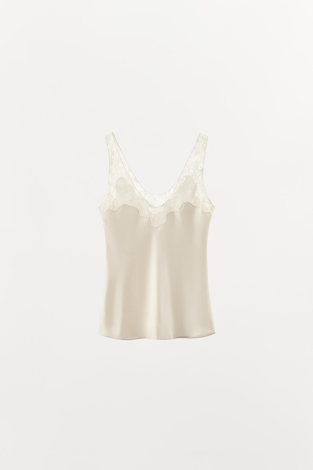 SATIN CAMISOLE TOP WITH LACE TRIM - Zara фото 4