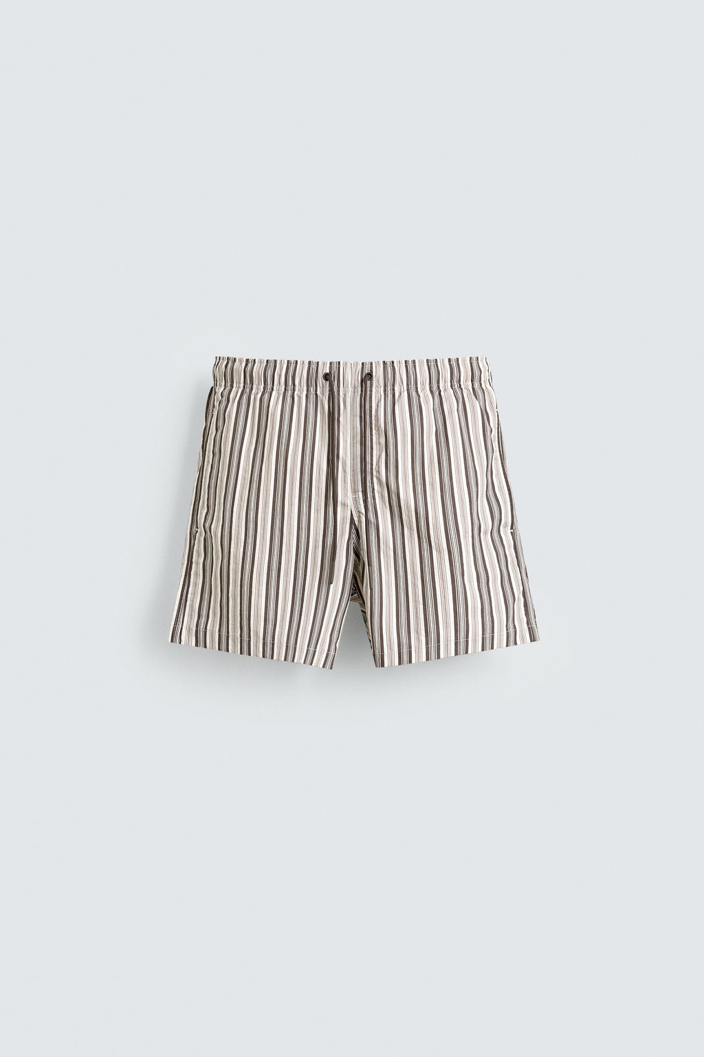 STRIPED MID-LENGTH SWIMMING TRUNKS