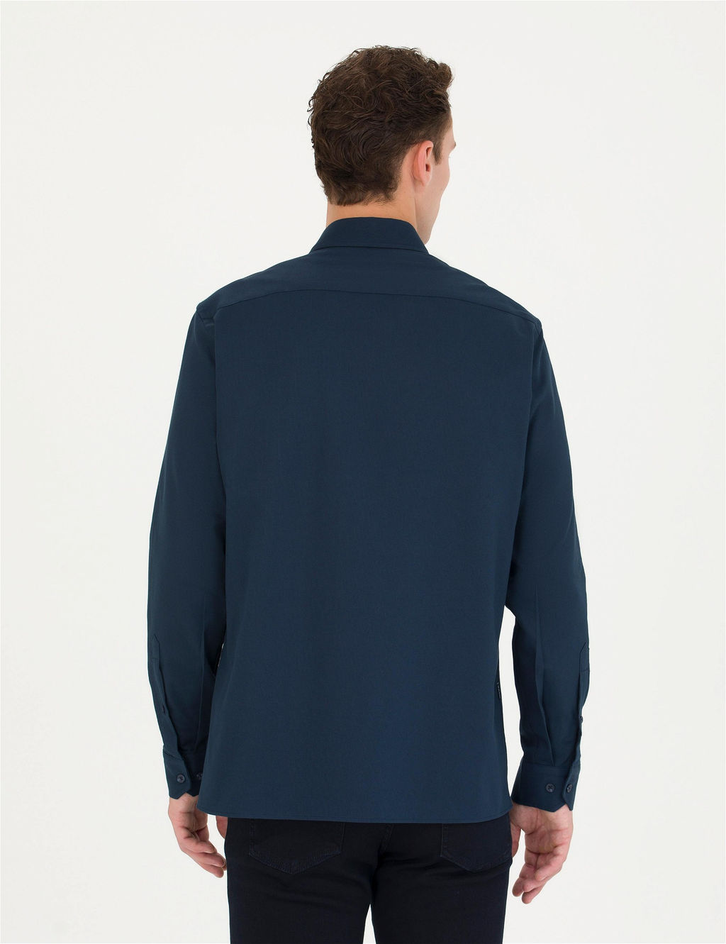 Lacivert Regular Fit Uzun Kollu G_mlek