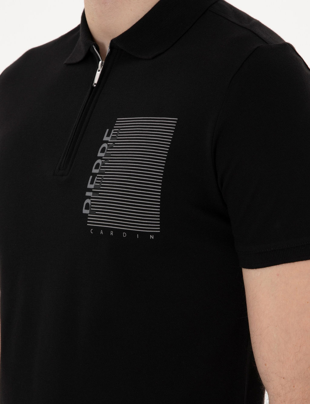 Siyah Slim Fit Polo Yaka Ti__rt