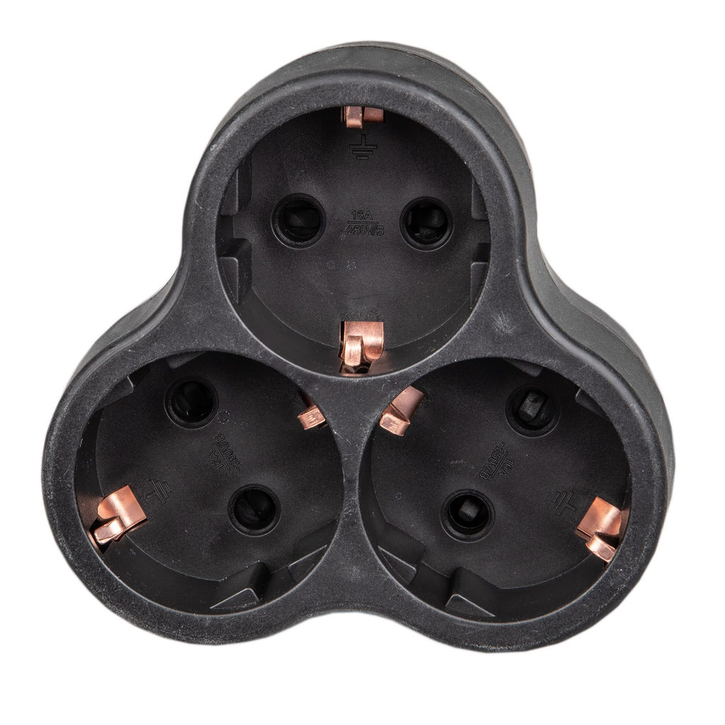S-GES3-16F BLACK Разветвитель сетевой, с/з. 3 гнезда. 16А, 3500Вт. Черный. ТМ Uniel