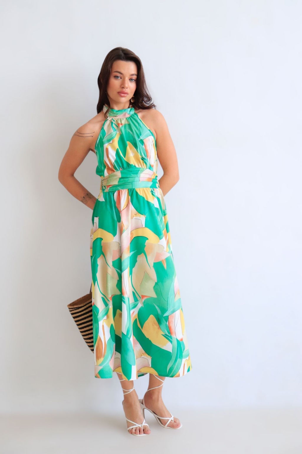 Martichelli Платье зелёное с принтом  фото 8