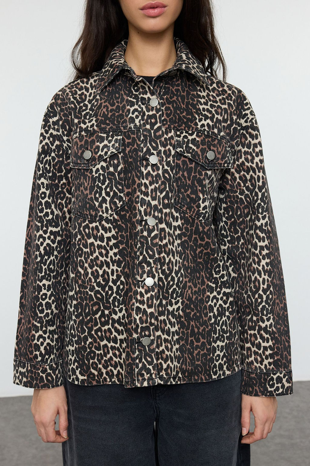 TRENDYOLMILLA Cok Renkli Animal Leopar Desen Dokuma Blazer Ceket TWOAW25BC00042  фото 3