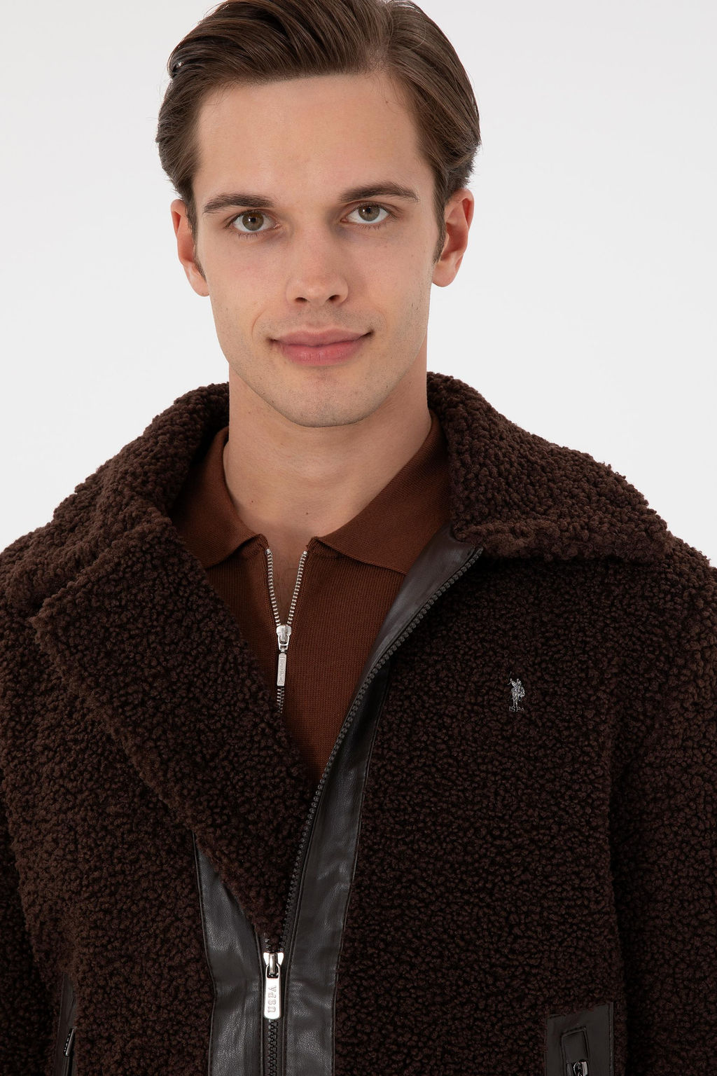 Мужская коричневая кожаная куртка Неожиданная скидка в корзине - U.s. polo assn фото 2