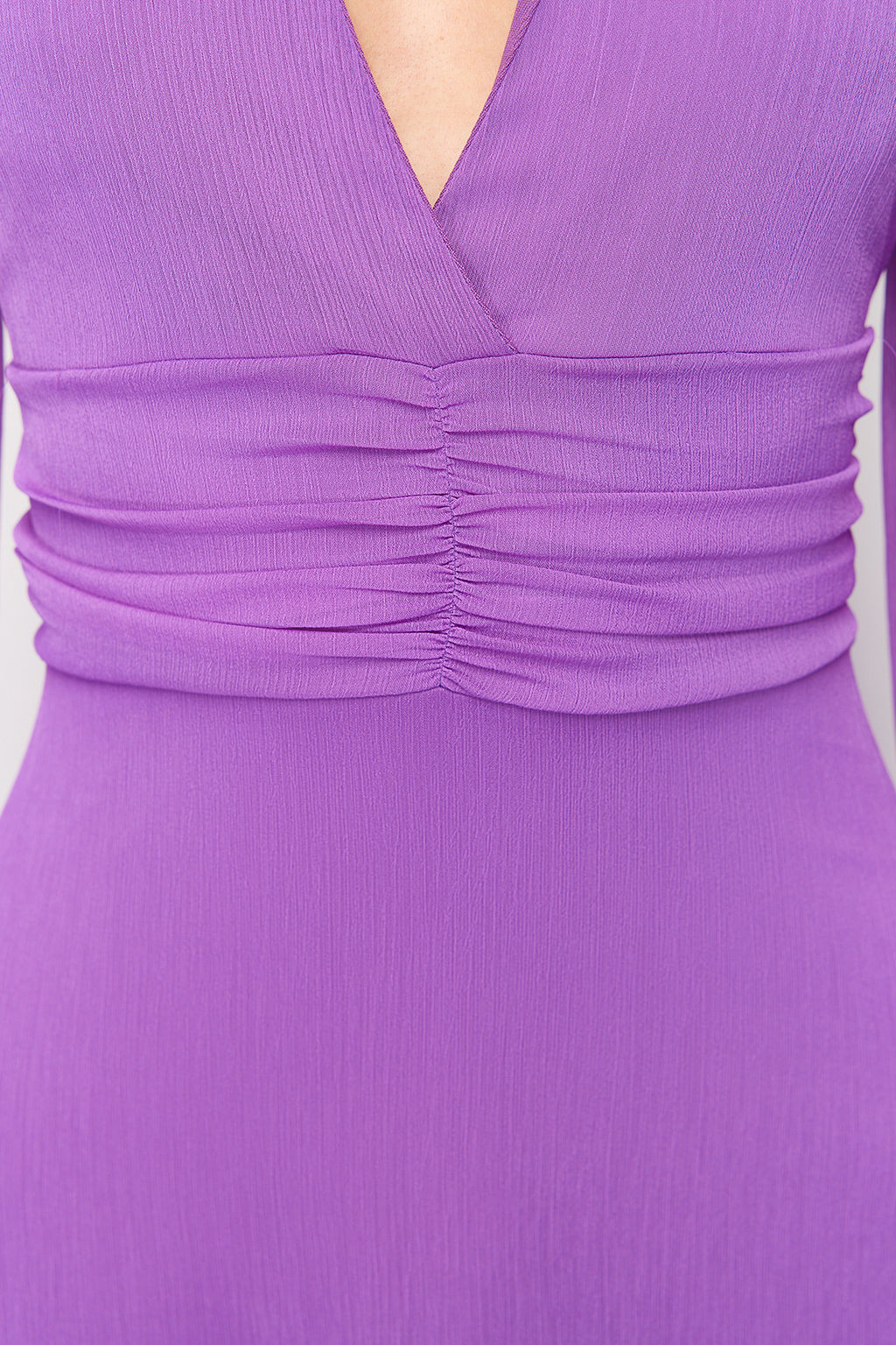 Mor A-Kesim Dokuma Sifon Uzun Gece Abiye Elbise TPRSS24AE00117 - Trendyolmilla фото 5