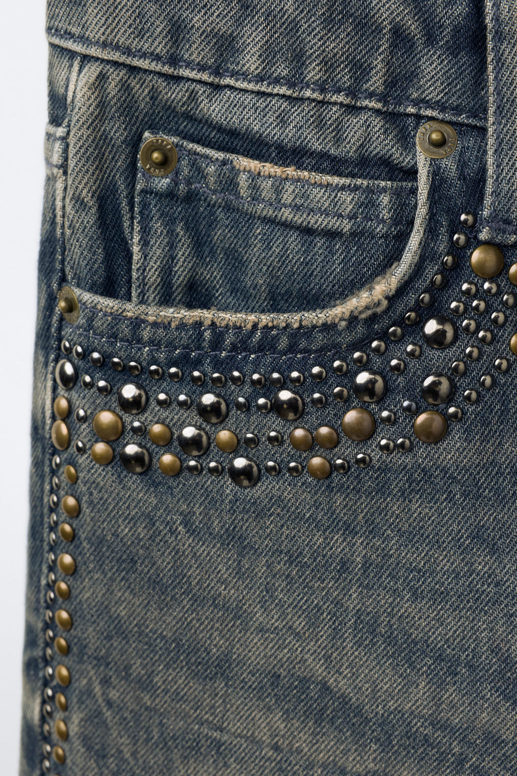 WIDE-LEG JEANS WITH STUDS - Zara фото 3