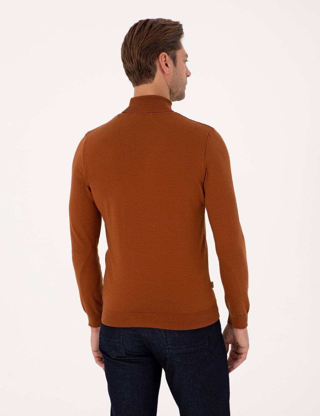 Kahverengi Slim Fit Bal_k__ Yaka Basic Triko Kazak - Pierre cardin фото 5