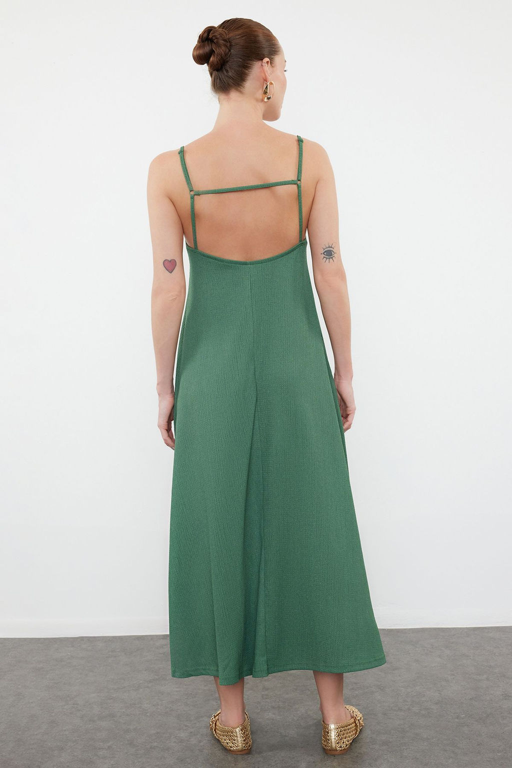 TRENDYOLMILLA Siyah Ayarlanabilir Ask?l? A-Line Burumcuk/Dokulu Orme Maxi Elbise TWOSS24EL00060  фото 33
