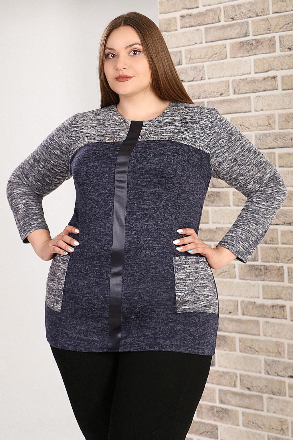 Туника синяя облегающая больших размеров