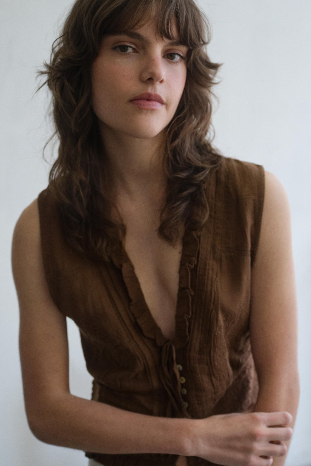 TOP GASA BORDADOS / Marr?n - Zara фото 3