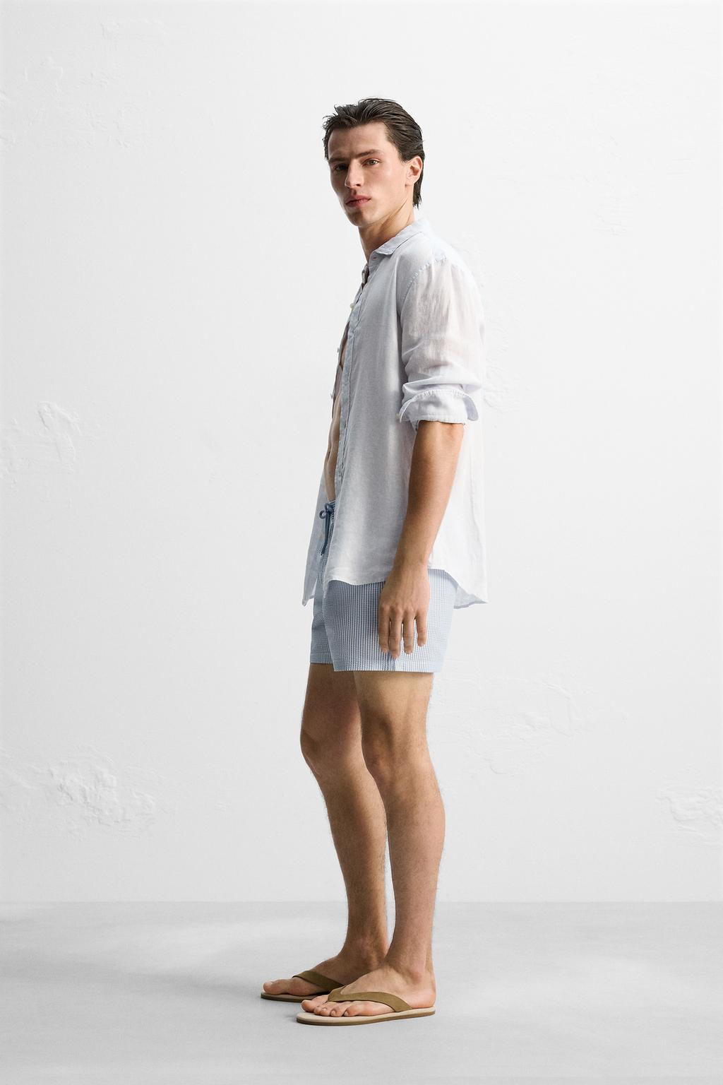 SEERSUCKER MID-LENGTH SWIMMING TRUNKS - Zara фото 15