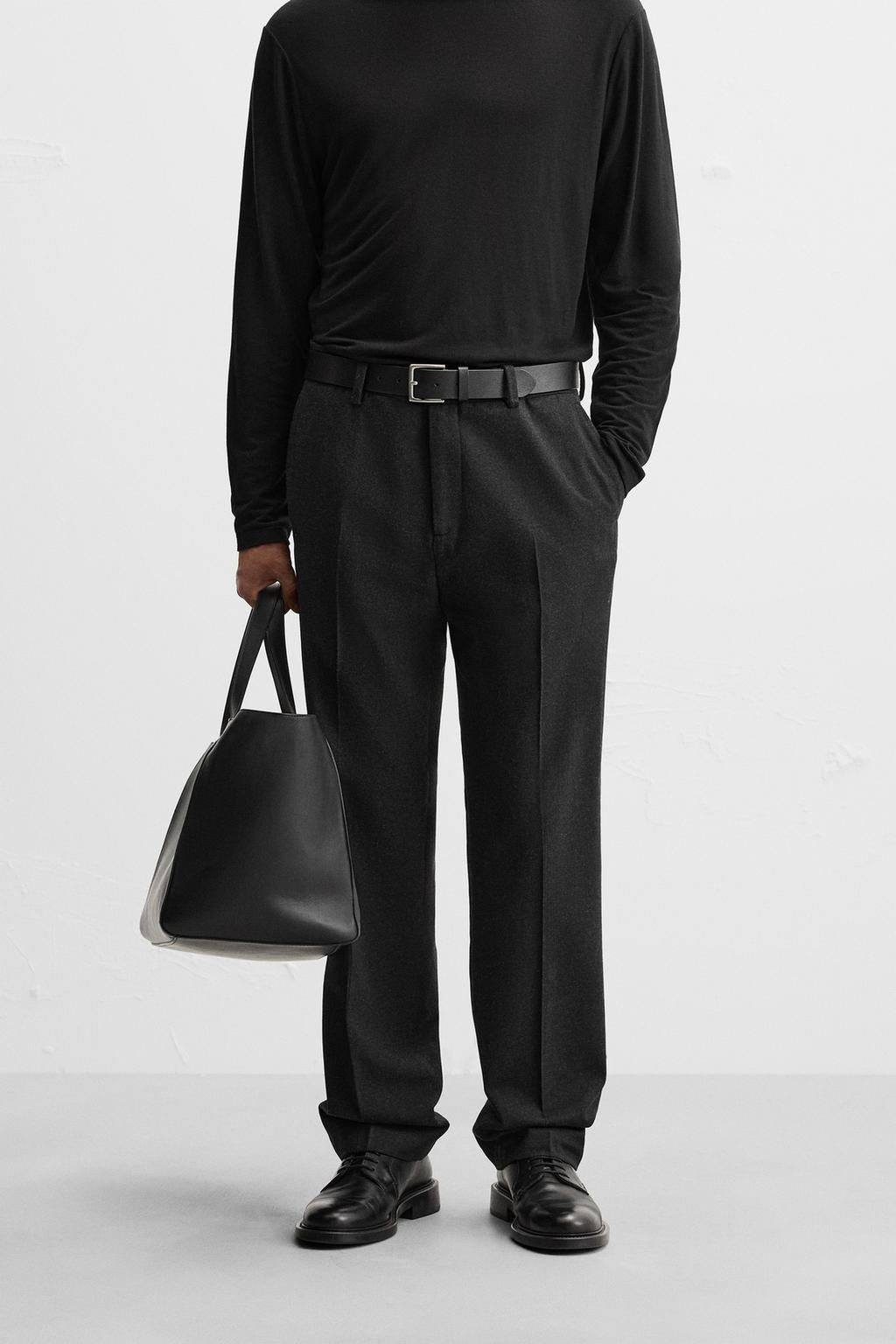 TEXTURED WOOL BLEND TROUSERS - Zara фото 2