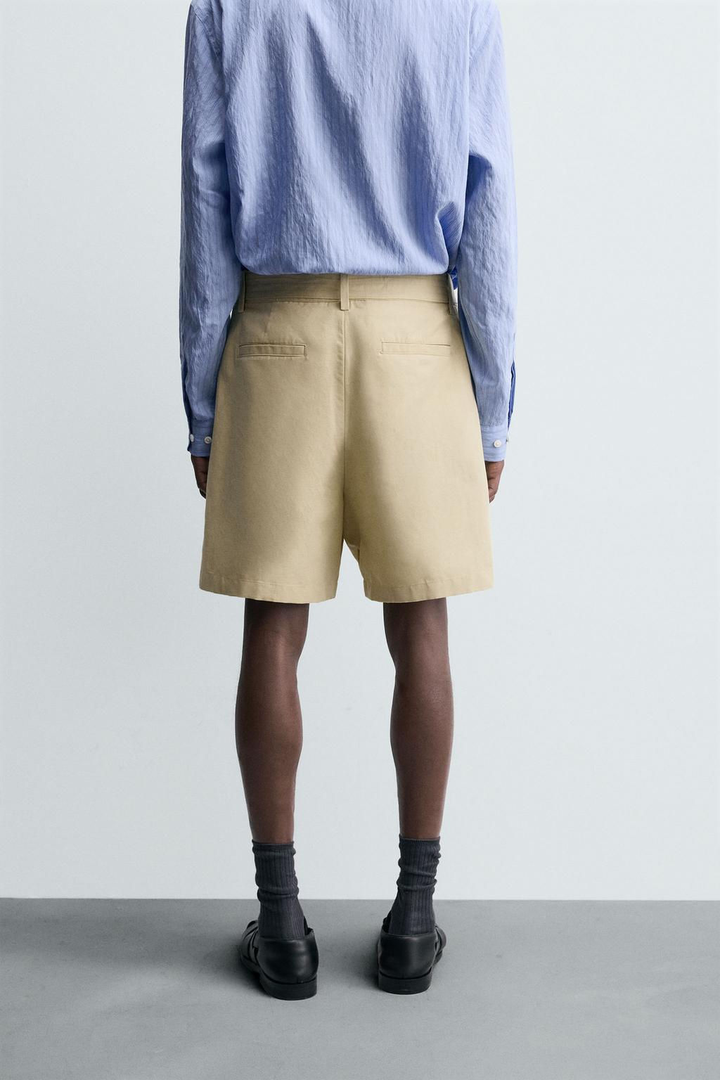 COTTON-LINEN BERMUDA SHORTS WITH BELT - Zara фото 3