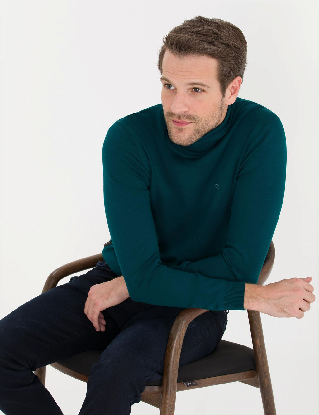 Ye_il Slim Fit Bal_k__ Yaka Y_n Kar___ml_ Basic Triko Kazak - Pierre cardin фото 2