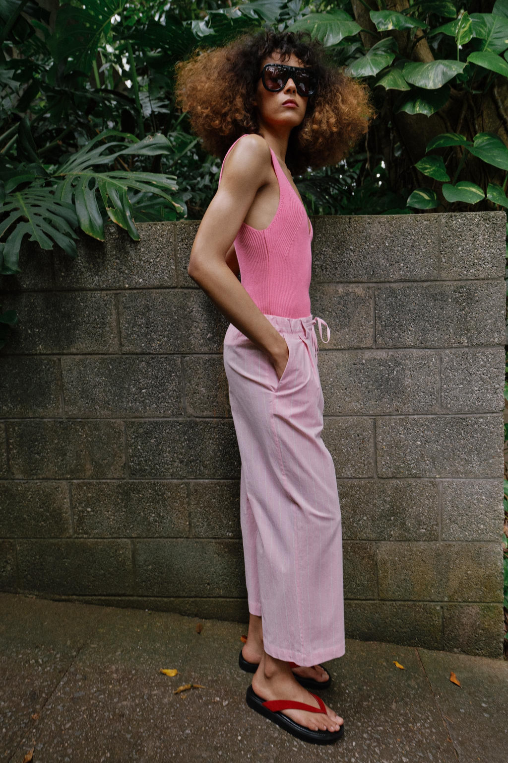 PANTAL?N CULOTTE RAYAS / Rosa / Blanco - Zara фото 6