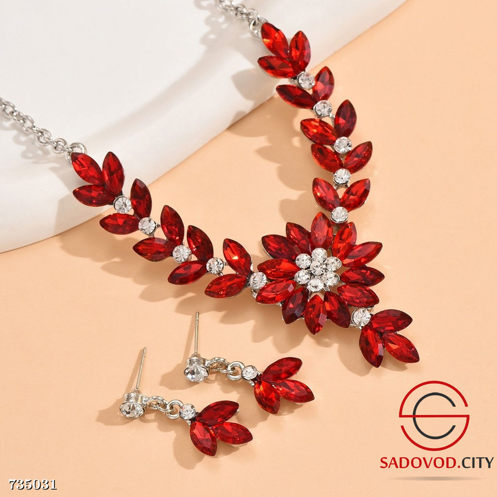 Комплект ожерелье и сережки с цветком и кристаллами - Bruno фото 13