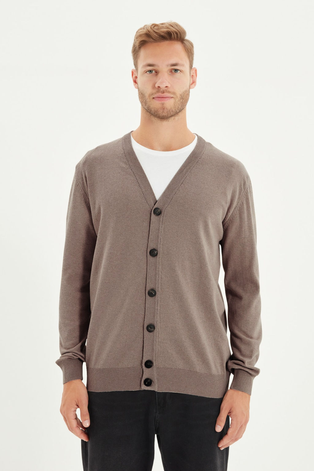 TRENDYOL MAN Vizon Slim Fit Pamuklu V Yaka Dugmeli H?rka TMNAW21HI0274 - Trendyolmilla фото 3