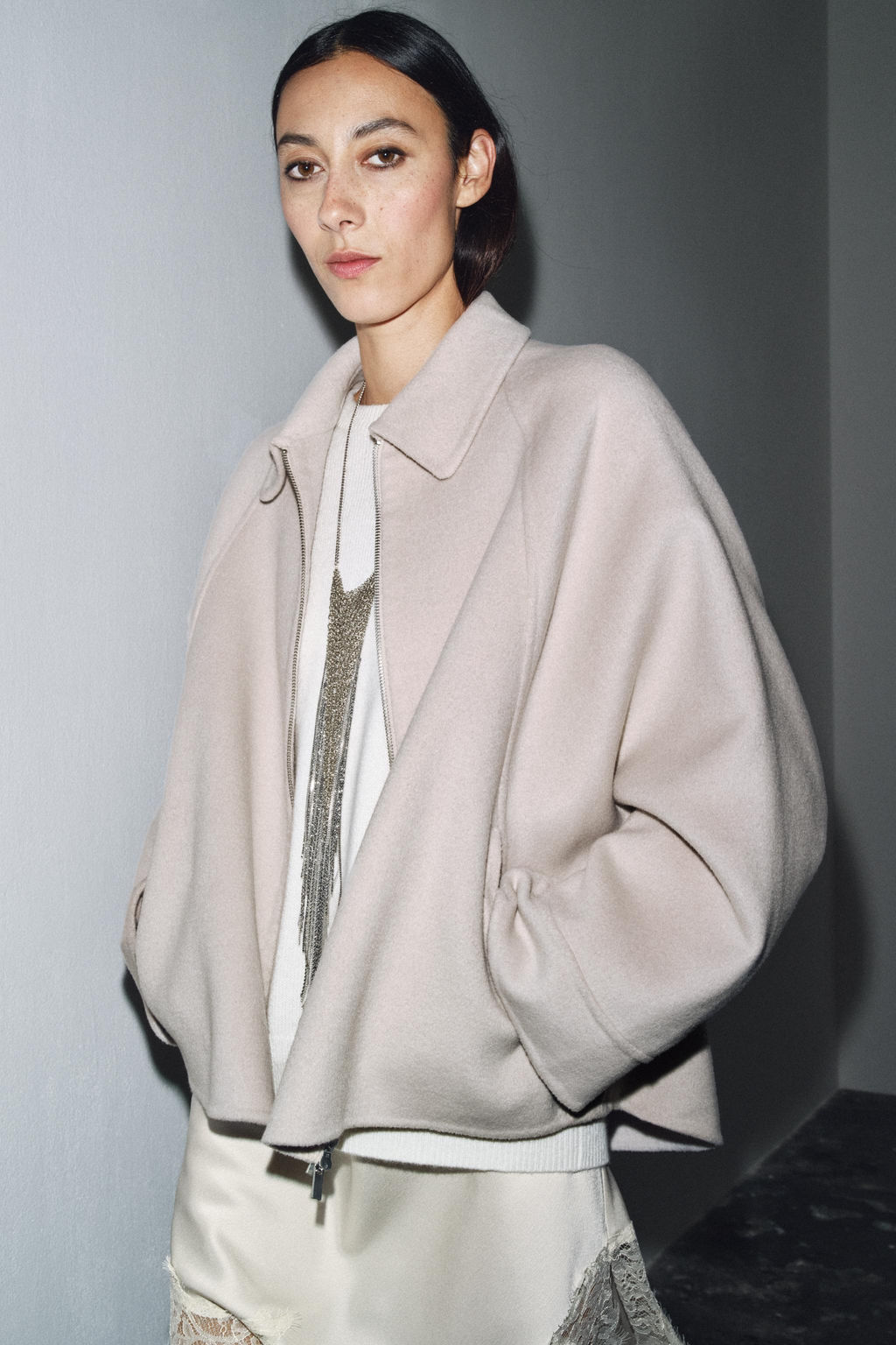 WOOL JACKET WITH ZIP ZW COLLECTION