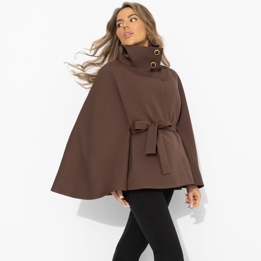 Жакет‑кейп, Дикое притяжение (с поясом, брауни) - Charutti фото 2