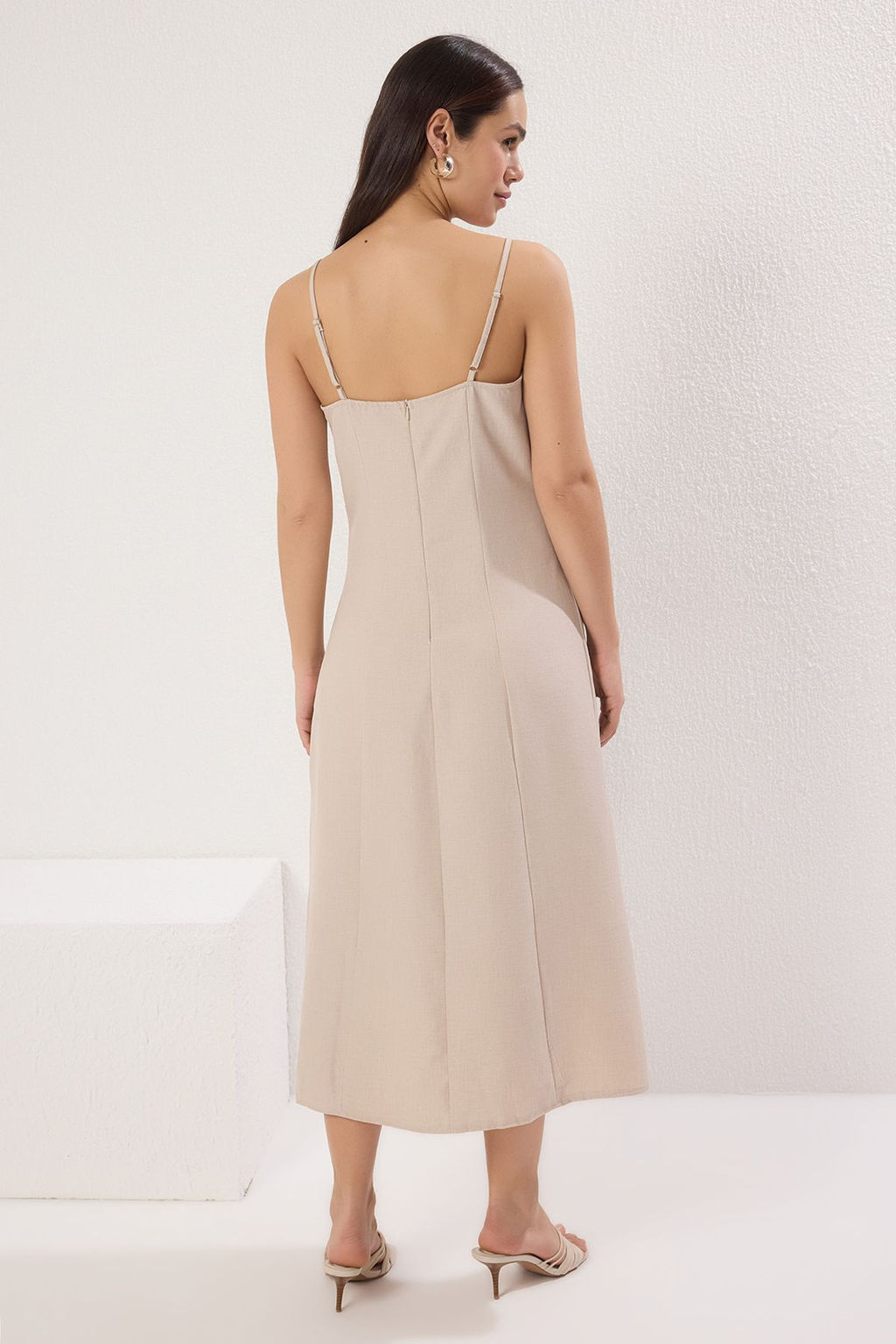 Tas Dugmeli Midi Dokuma Gomlek Elbise TWOSS25EL00286 - Trendyolmilla фото 4