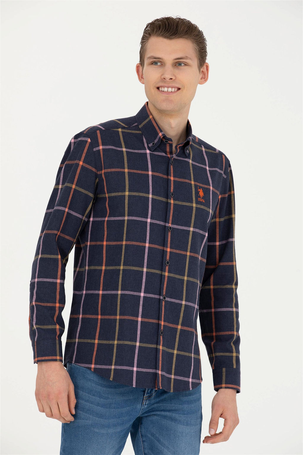 Мужская темно-синяя рубашка с длинным рукавом - U.s. polo assn фото 10