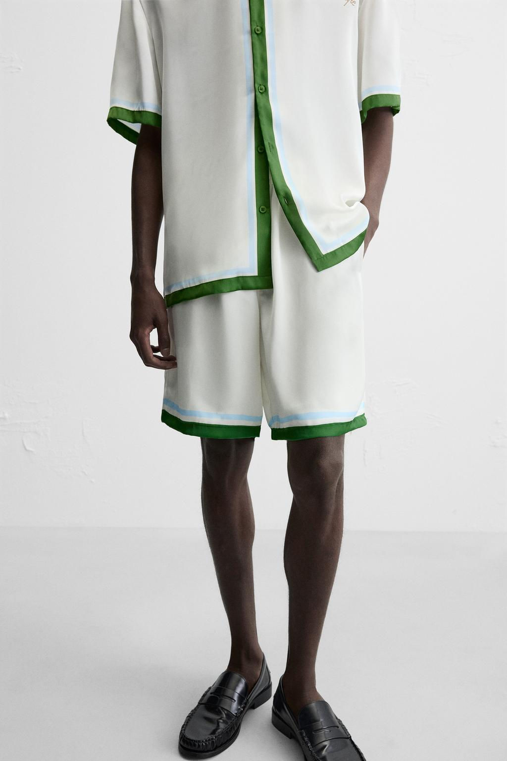 PRINTED SATIN BERMUDA SHORTS - Zara фото 12