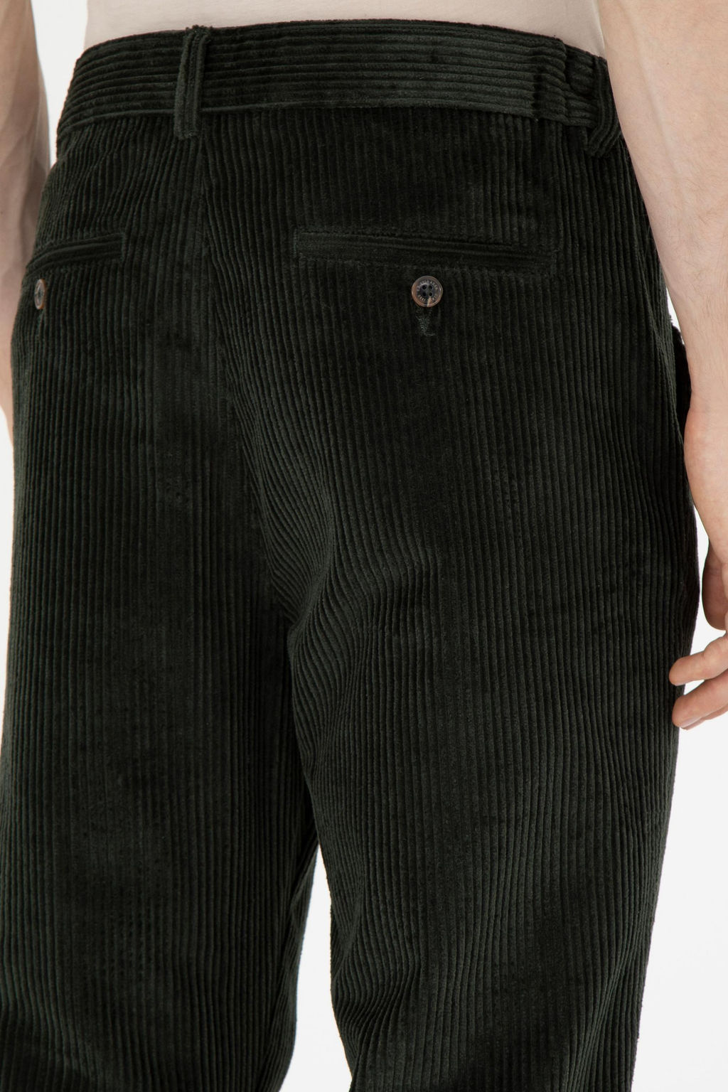 Erkek Carrot Fit Koyu Ye_il Kanvas Pantolon
