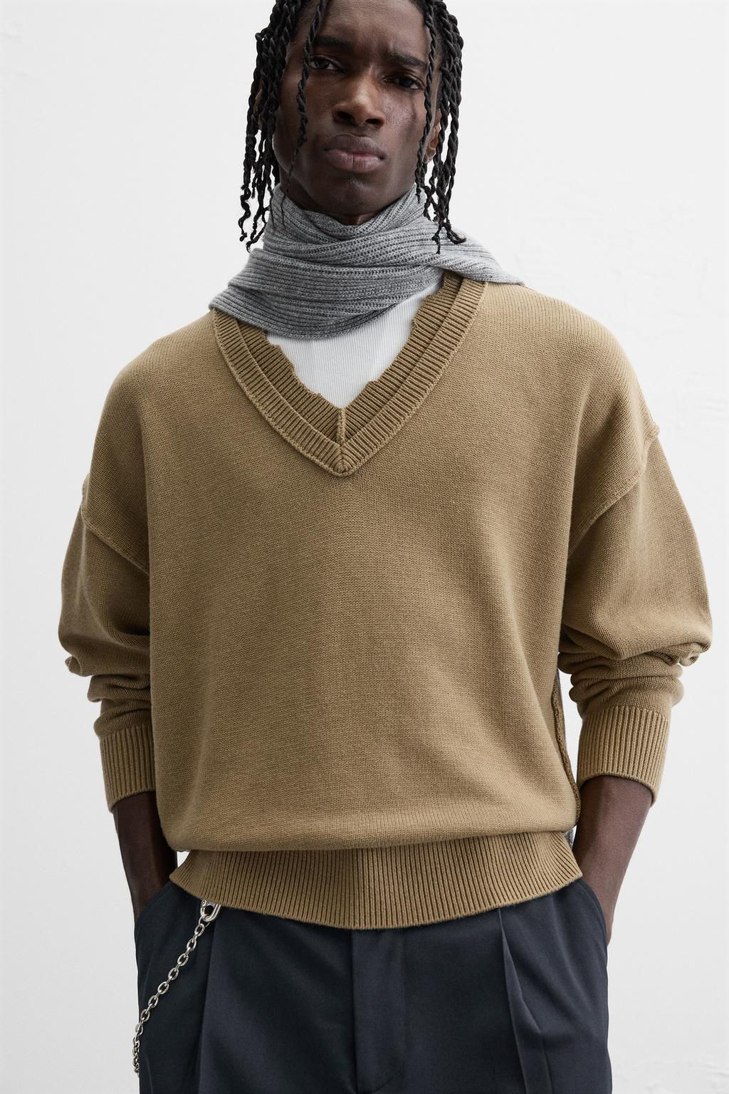 DOUBLE LAYERED V-NECK SWEATER - Zara фото 5