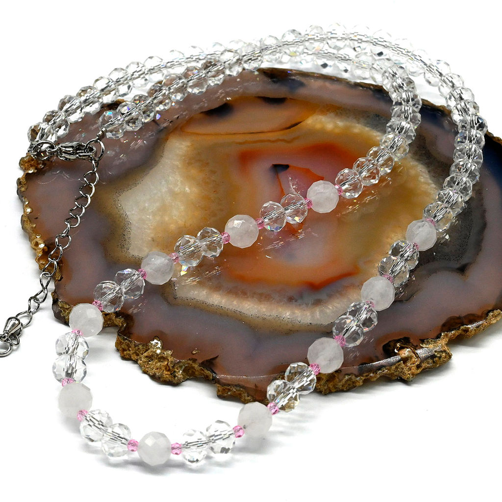 Бусы с розовым кварцем из циркона рондель гр.6*5мм, 46см