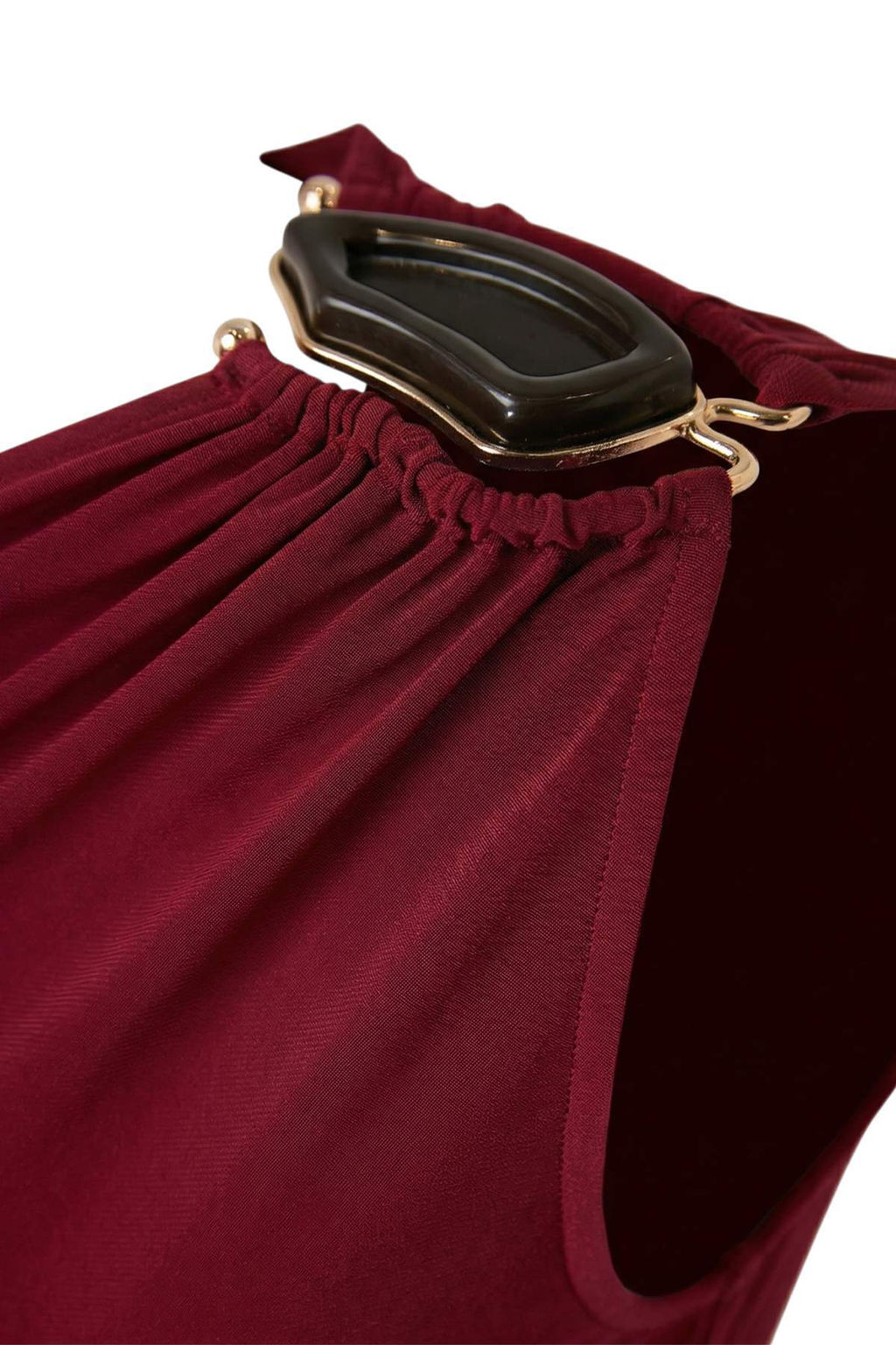 Limited Edition Bordo Duz Kay?k Yaka Kolsuz Orme Sandy Bluz TPRSS26BZ00062