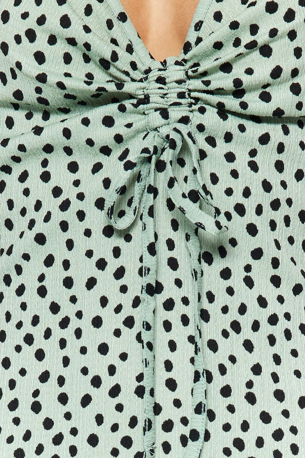 Mint Puantiye Bask?l? Burumcuk Belden Ac?lan/Skater Ask?l? Midi Orme Elbise TWOSS23EL01454