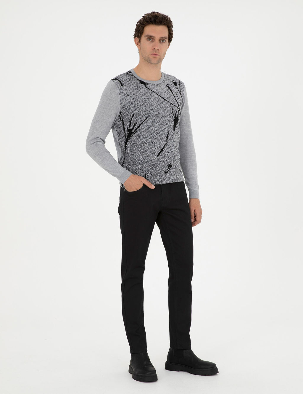 Светло-серый зауженный свитер - Cacharel фото 4