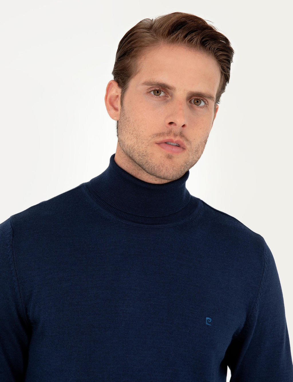 A__k Lacivert Slim Fit Bal_k__ Yaka Basic Triko Kazak - Pierre cardin фото 2