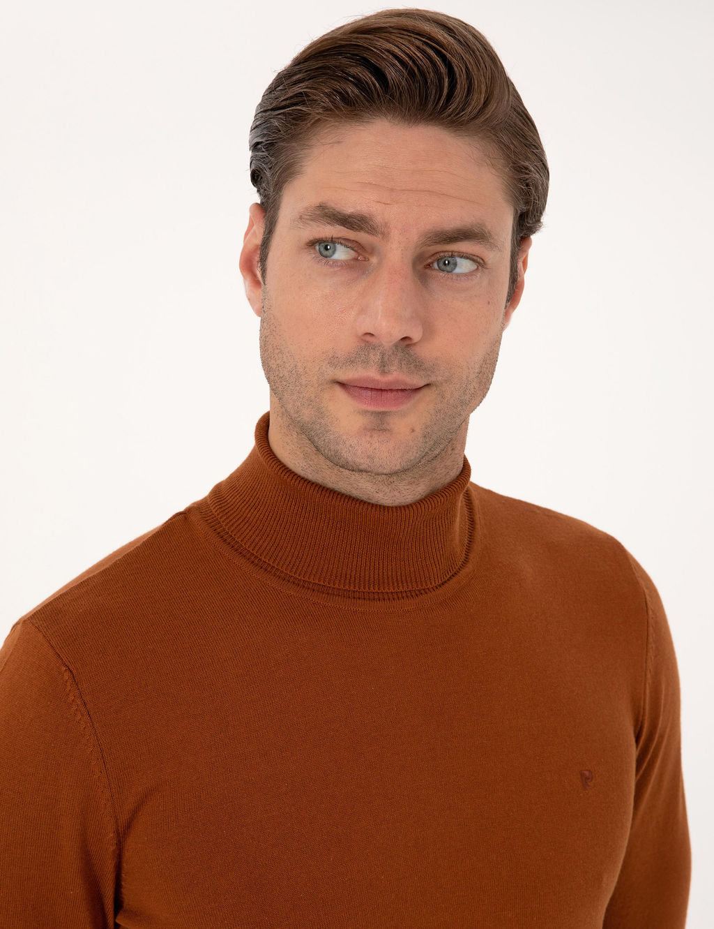 Kahverengi Slim Fit Bal_k__ Yaka Basic Triko Kazak - Pierre cardin фото 2