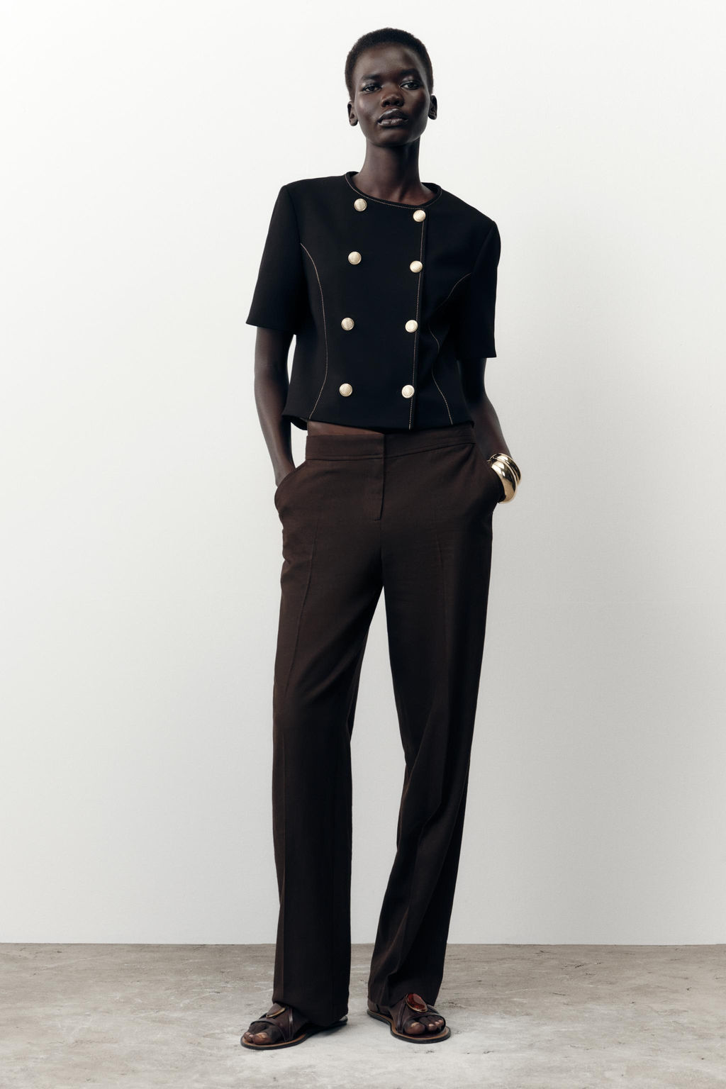 CONTRAST STITCH SHORT SLEEVE BLAZER - Zara фото 10