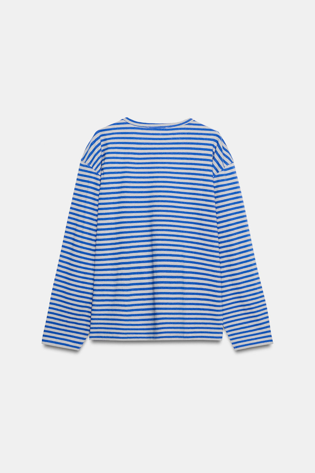 CAMISETA RAYAS ALGOD?N Y LINO / Gris / Azul - Zara фото 6