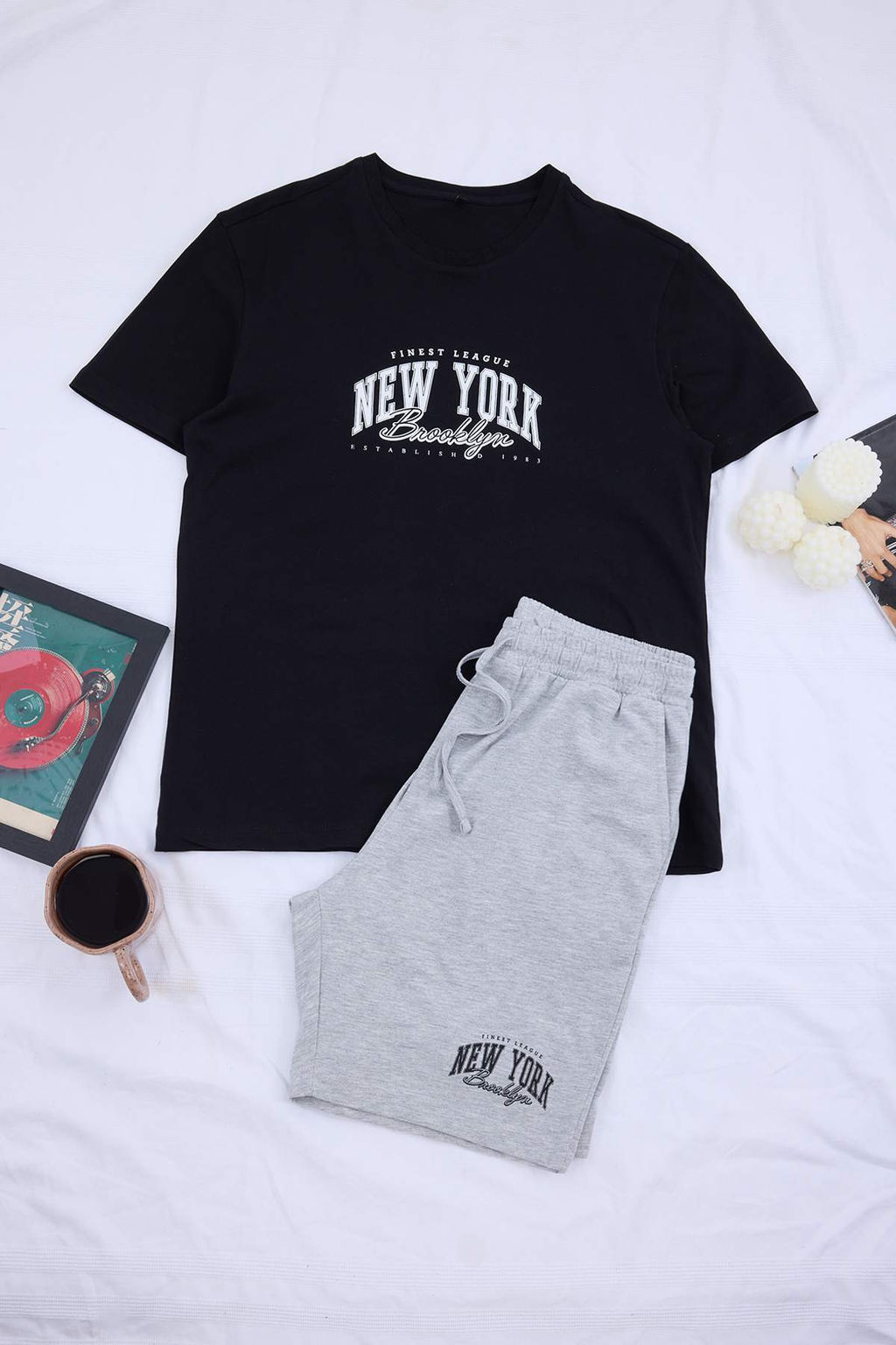 TRENDYOL MAN Lacivert Bask?l? Regular Fit Orme Sortlu Pijama Tak?m? TMNSS24PT00012 - Trendyolmilla фото 21